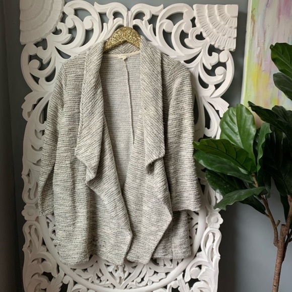 Joie Sweaters - Joie Gold & Gray Drape Front Cardigan
